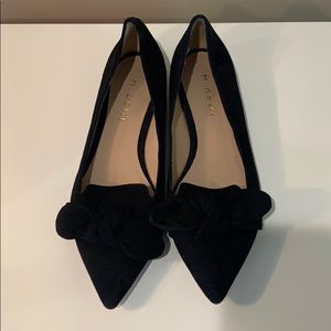 Mgemi black suede flat with adjustable bow